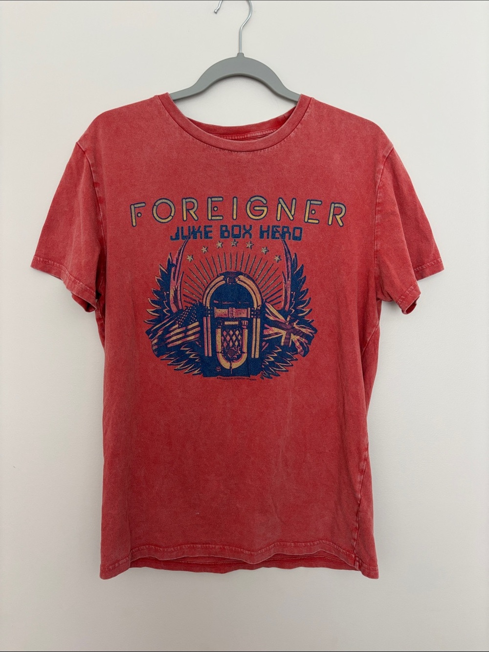 Wrangler Red Foreigner Jukebox Graphic Tee Size Small Classic Fit Band Tee